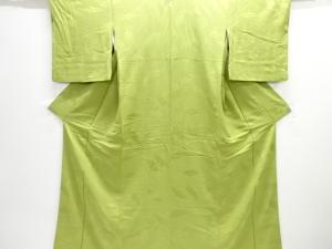 葉模様織り出し一つ紋色無地着物(重ね衿付き)